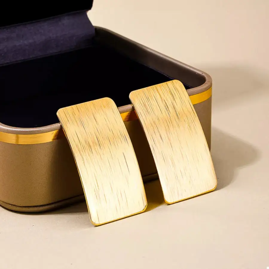 K Gold Plated Rectangle Earrings