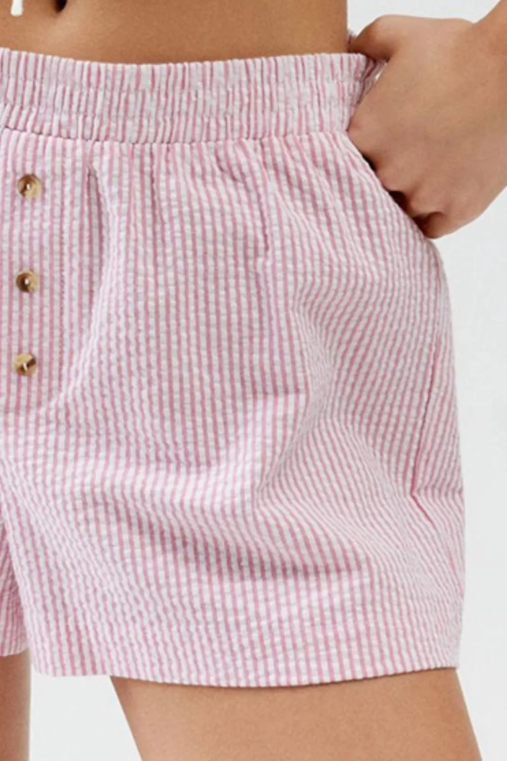 Easygoing Striped Elastic Waist Shorts
