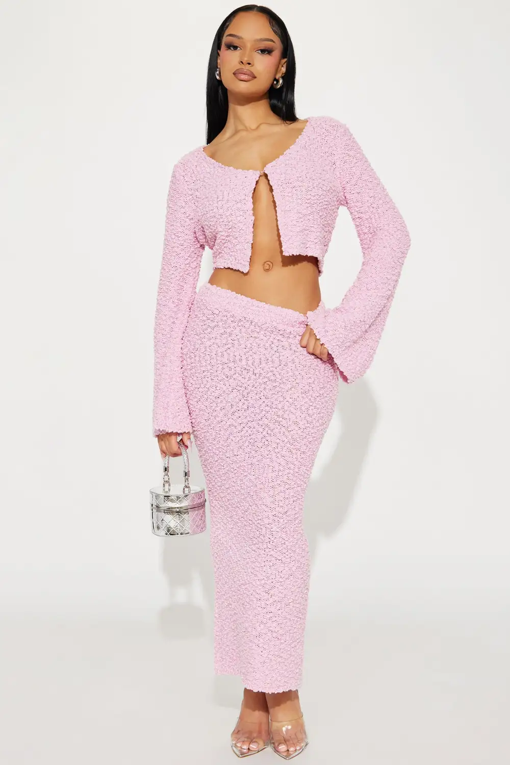 Shanelle Sweater Skirt Set - Pink