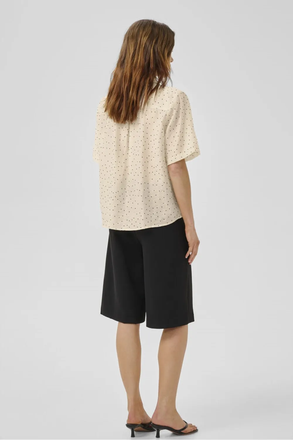 Dot Viscose Bow Detail Shirt