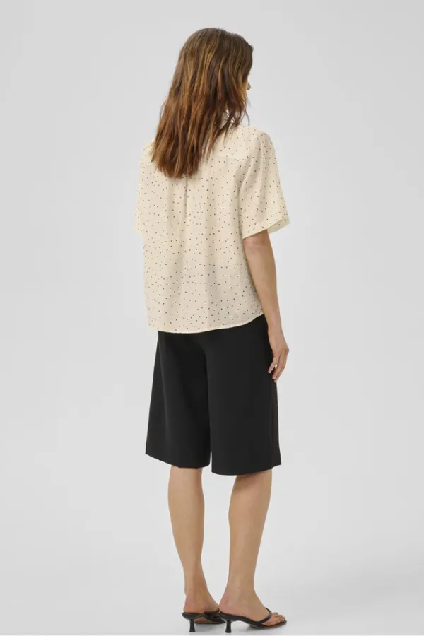 Dot Viscose Bow Detail Shirt