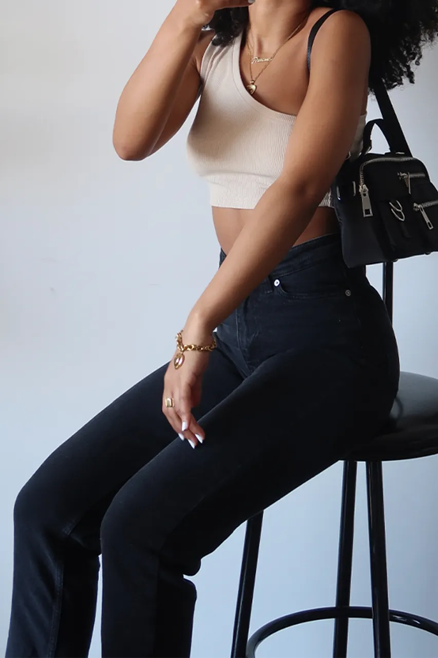 Asymmetric One Shoulder Ribbed Crop Top