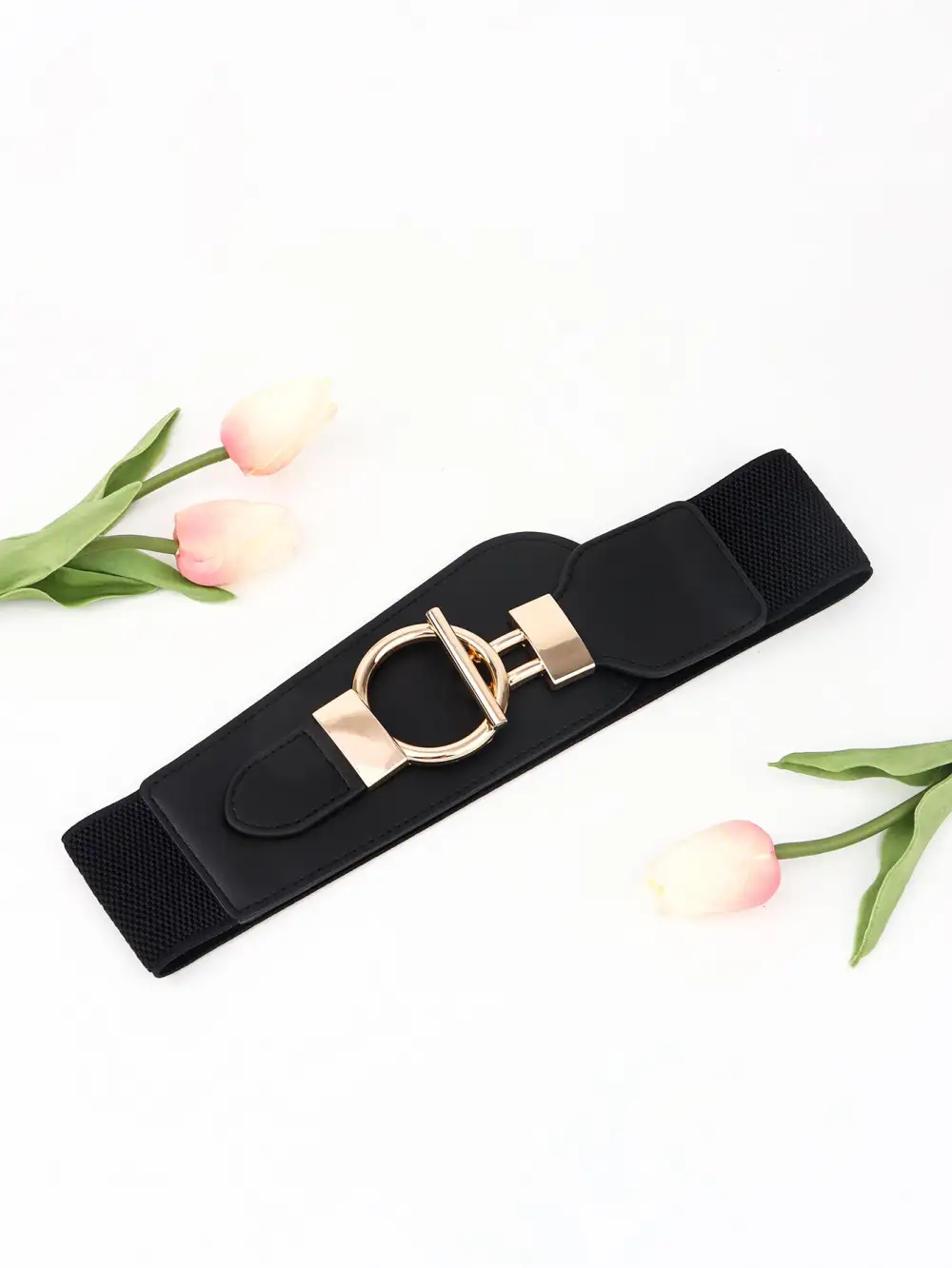 Wide Buckle Stretch Belt