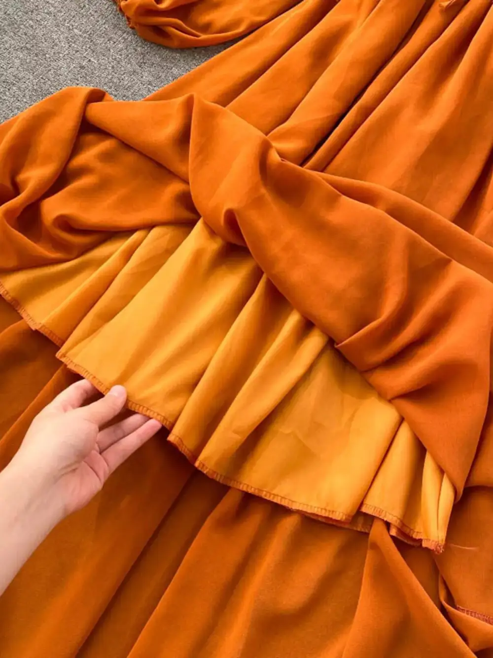 Ruffle Square Neck Balloon Sleeve a Line Dress