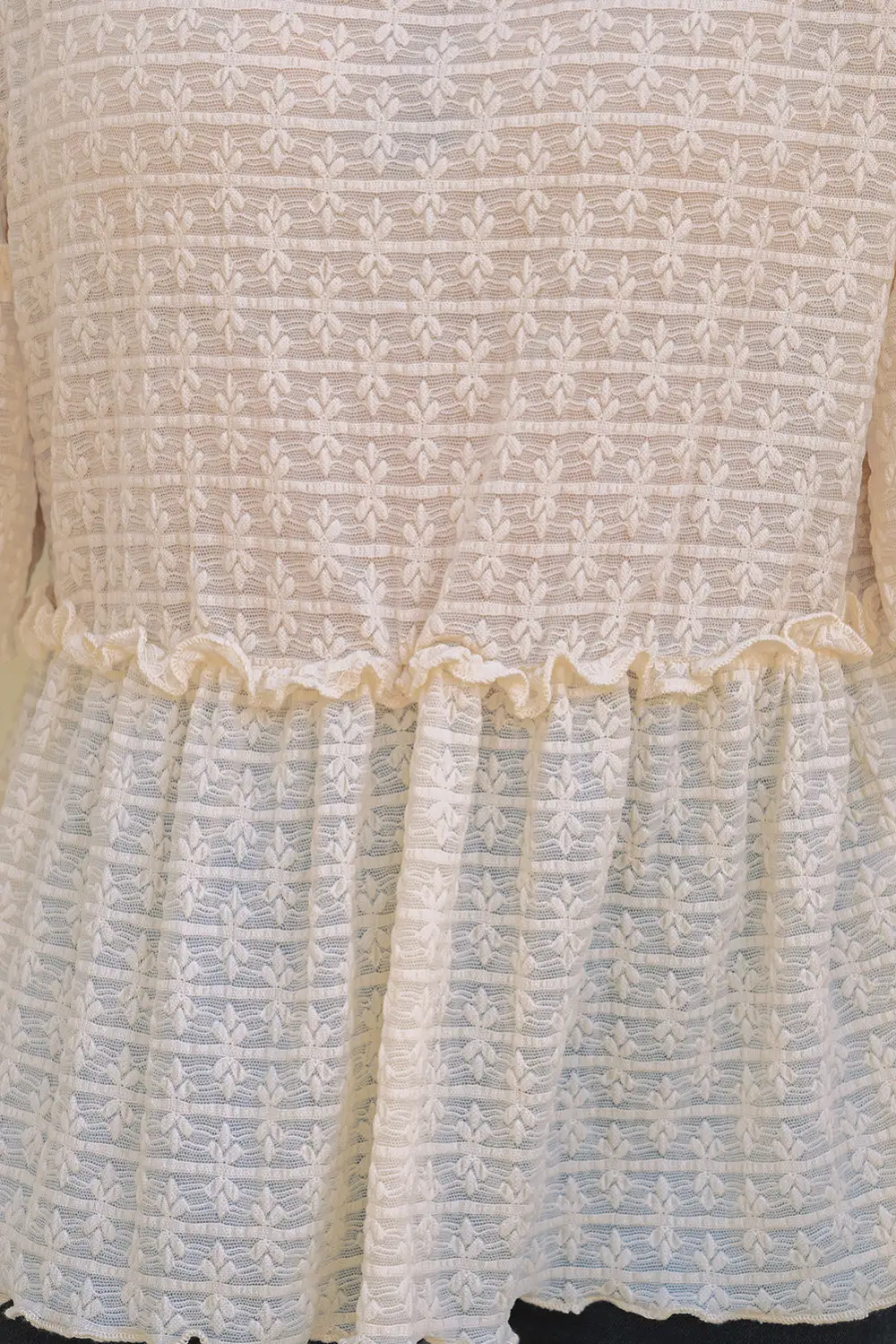 Ruffled Textured Short Sleeve Blouse