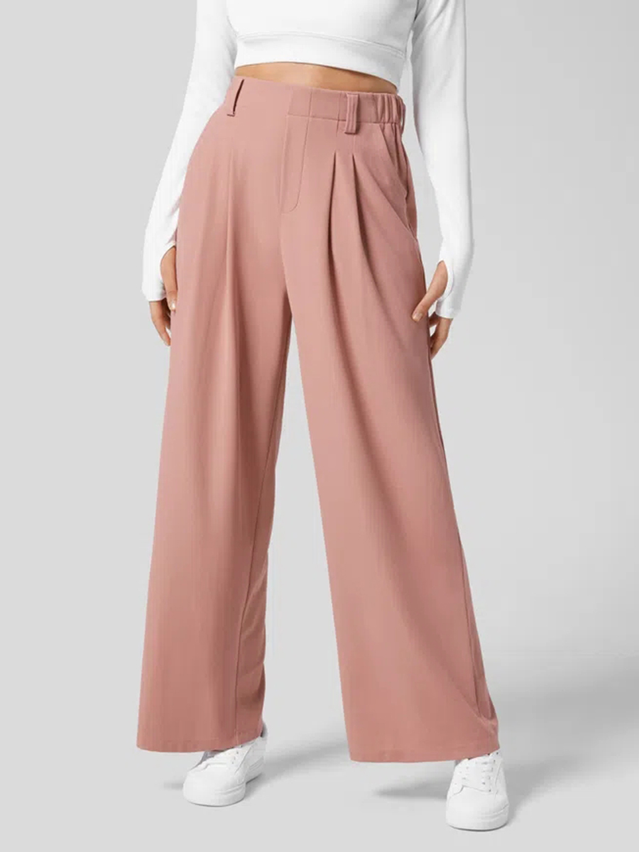 Halara High Waisted Plicated Side Pocket Wide Leg Waffle Casual Pants