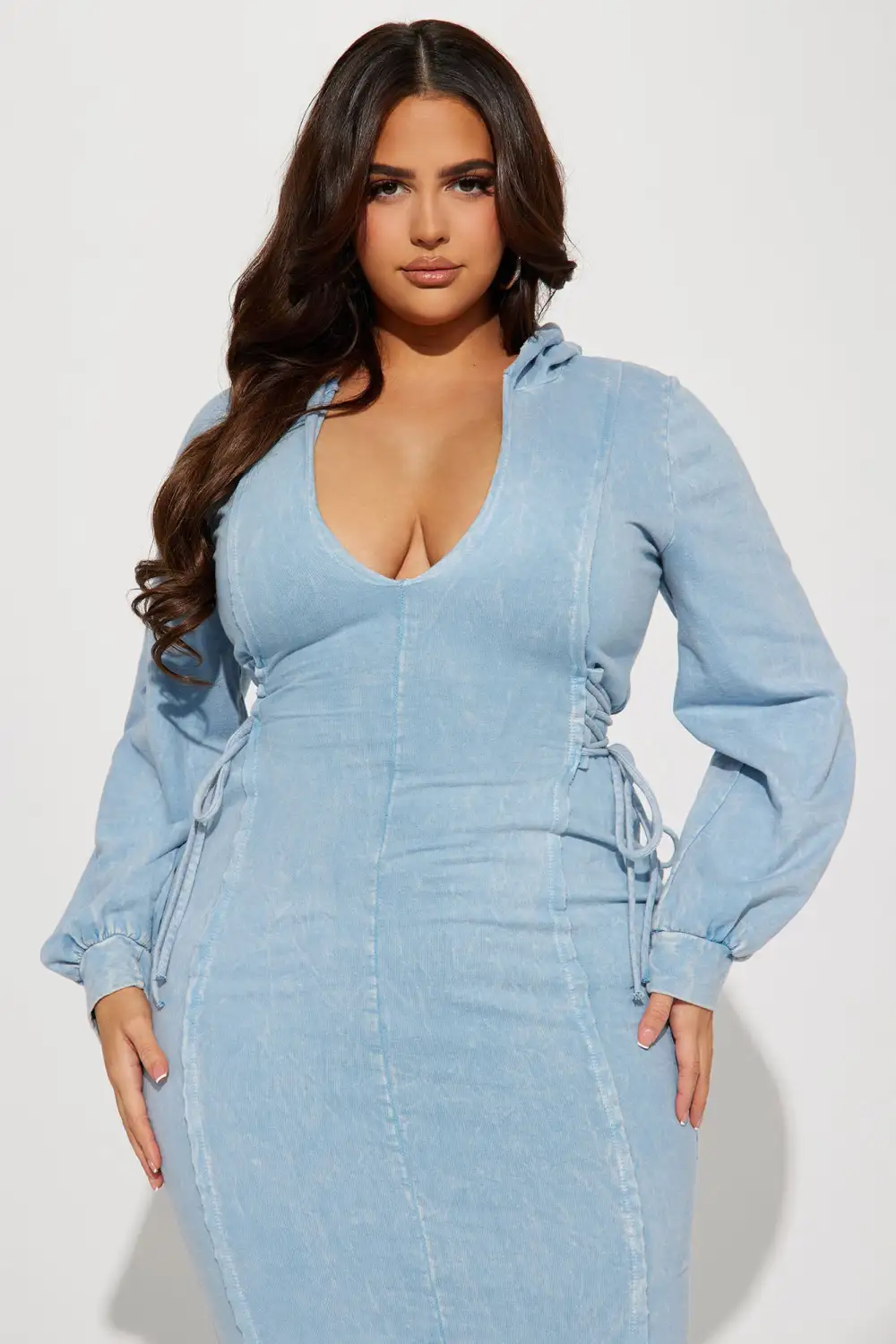 The Grind Hooded Maxi Dress - Light Blue