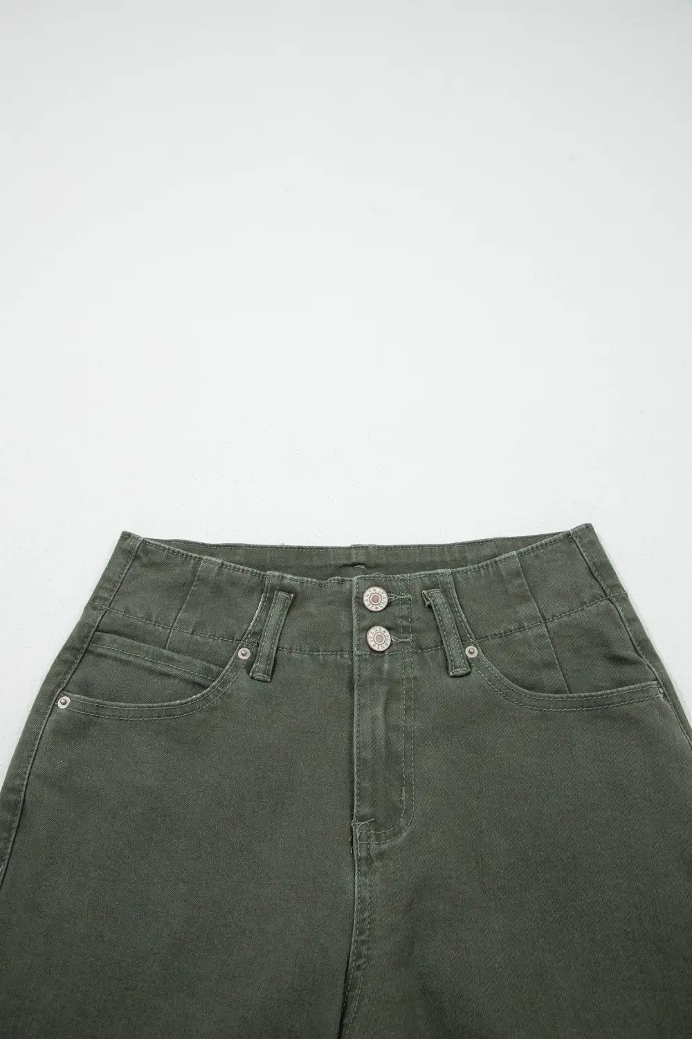 Button High Waist Wide Leg Jeans
