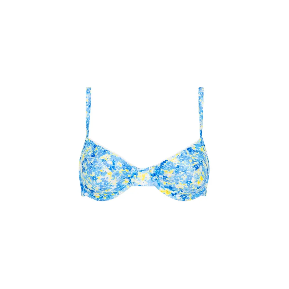 Blue Floral Underwire Bikini Top