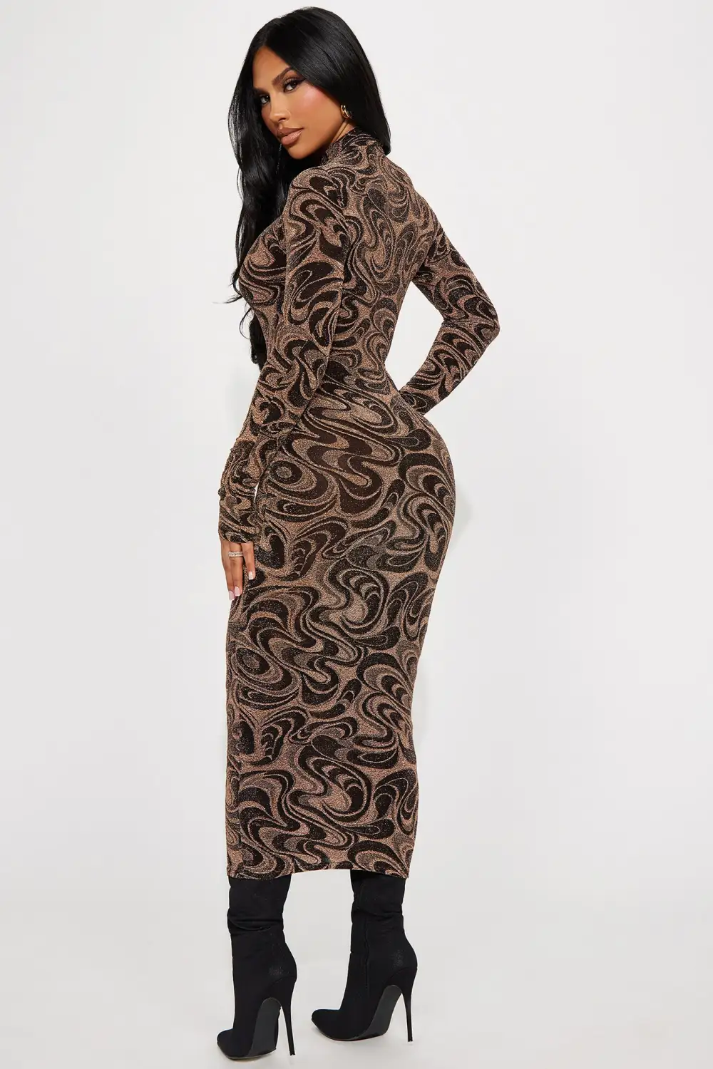 Second Look Midi Dress - Gold/combo