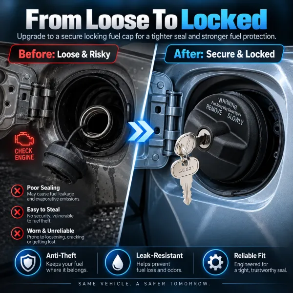 🔒 Locking Fuel Cap – Direct Replacement for 7730047020, Anti-Theft, Precision Seal, Prevents Fuel Vapor Leak – Includes 2 Keys (OEM Fit)