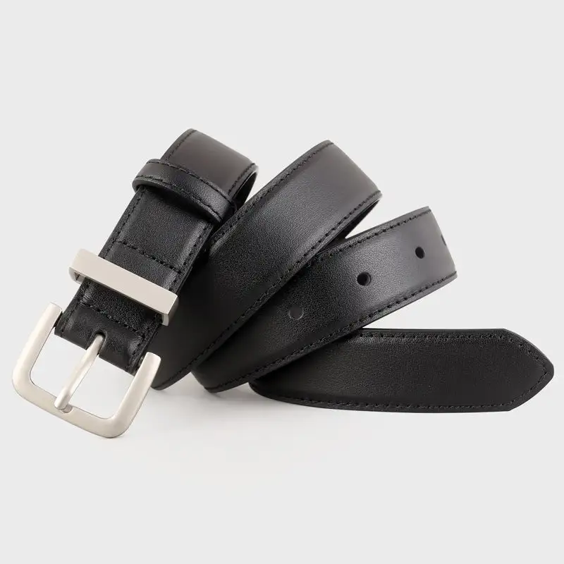 Layered Classic Leather Belt with Buckle