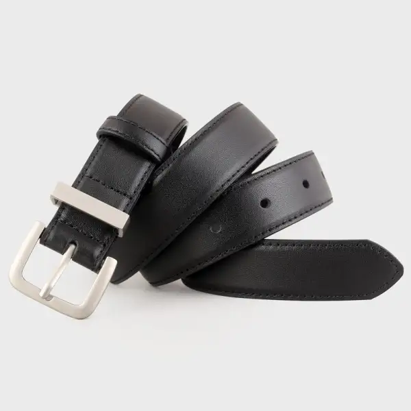 Layered Classic Leather Belt with Buckle