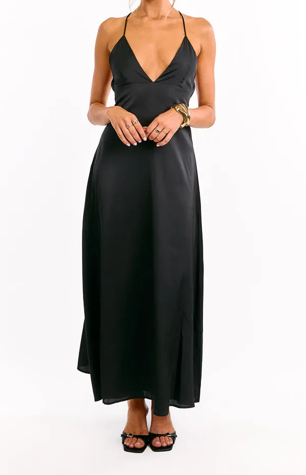 V Neck Backless Maxi Dress