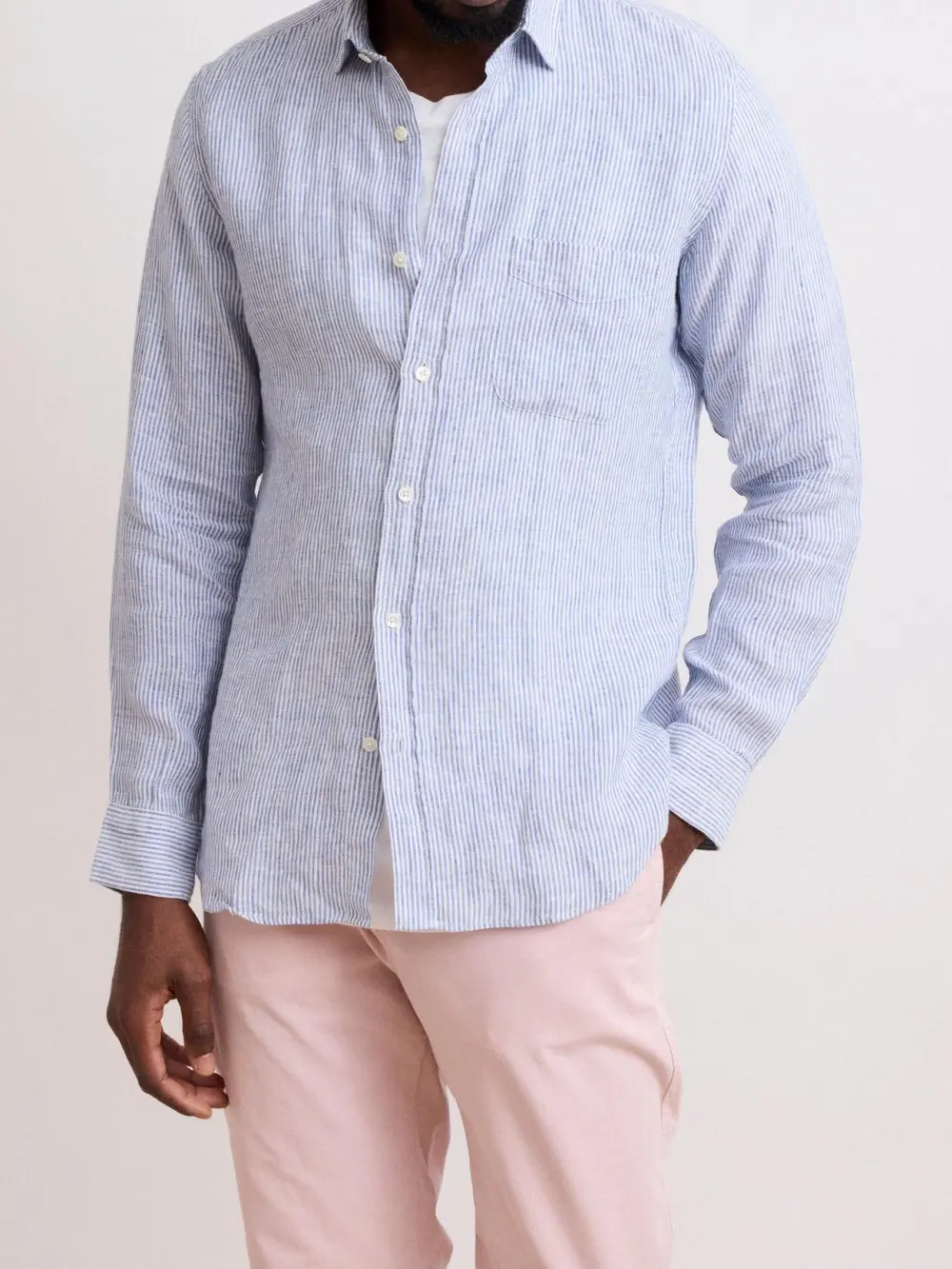 Soft And Comfortable Navy Blue And White Striped Shirt