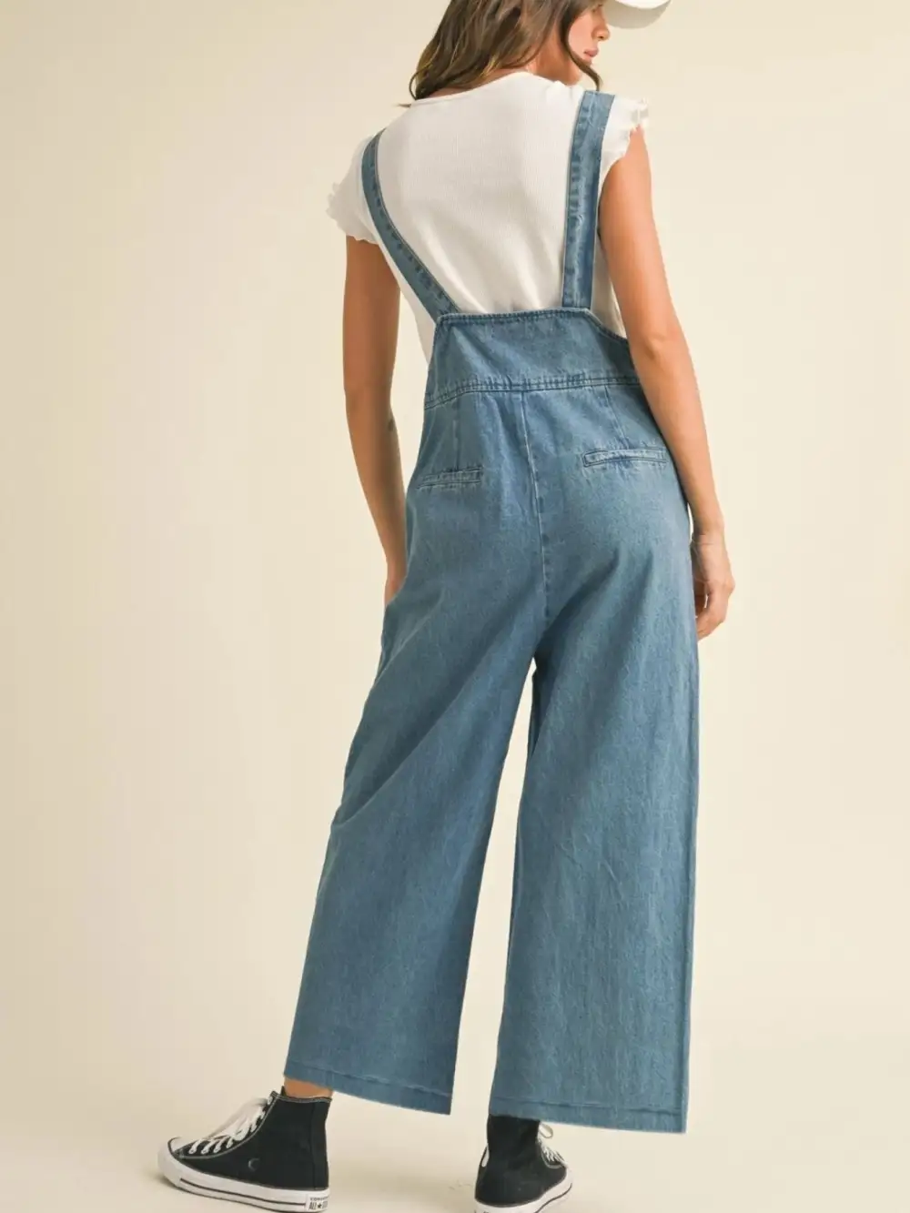 Modern Denim Wide Leg Overalls