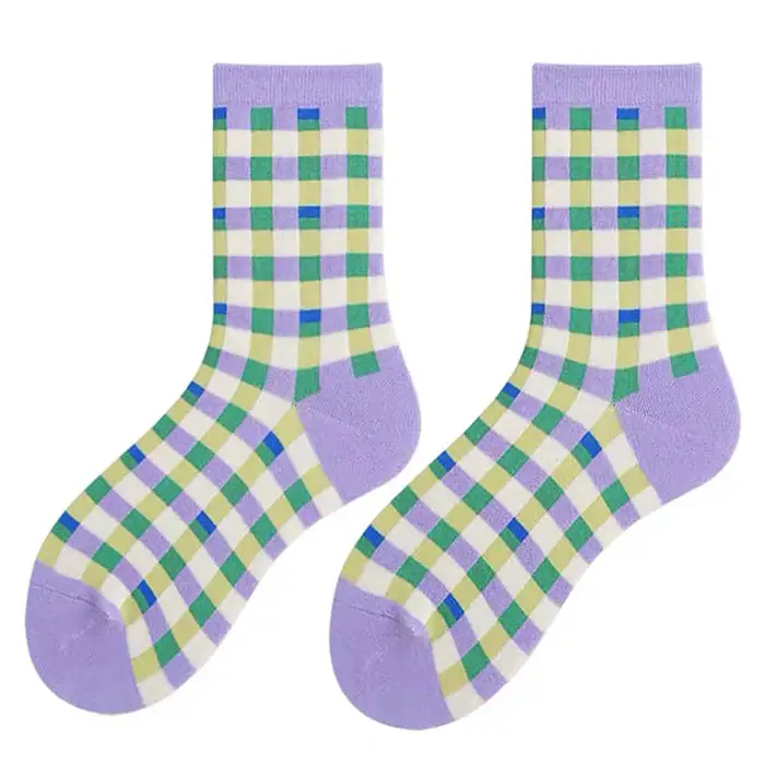 Gingham Pattern Crew Socks