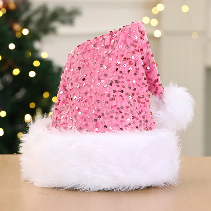 Christmas decorative hat, double-layered sequined hat, Shanghai-style beanie, extra thick long beanie, 32*45CM