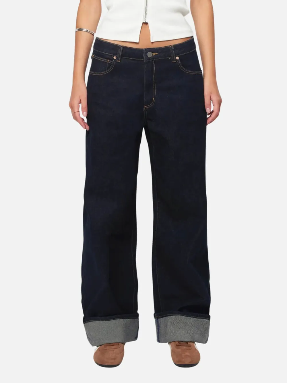 Rolled Mid-Waist Straght Jeans
