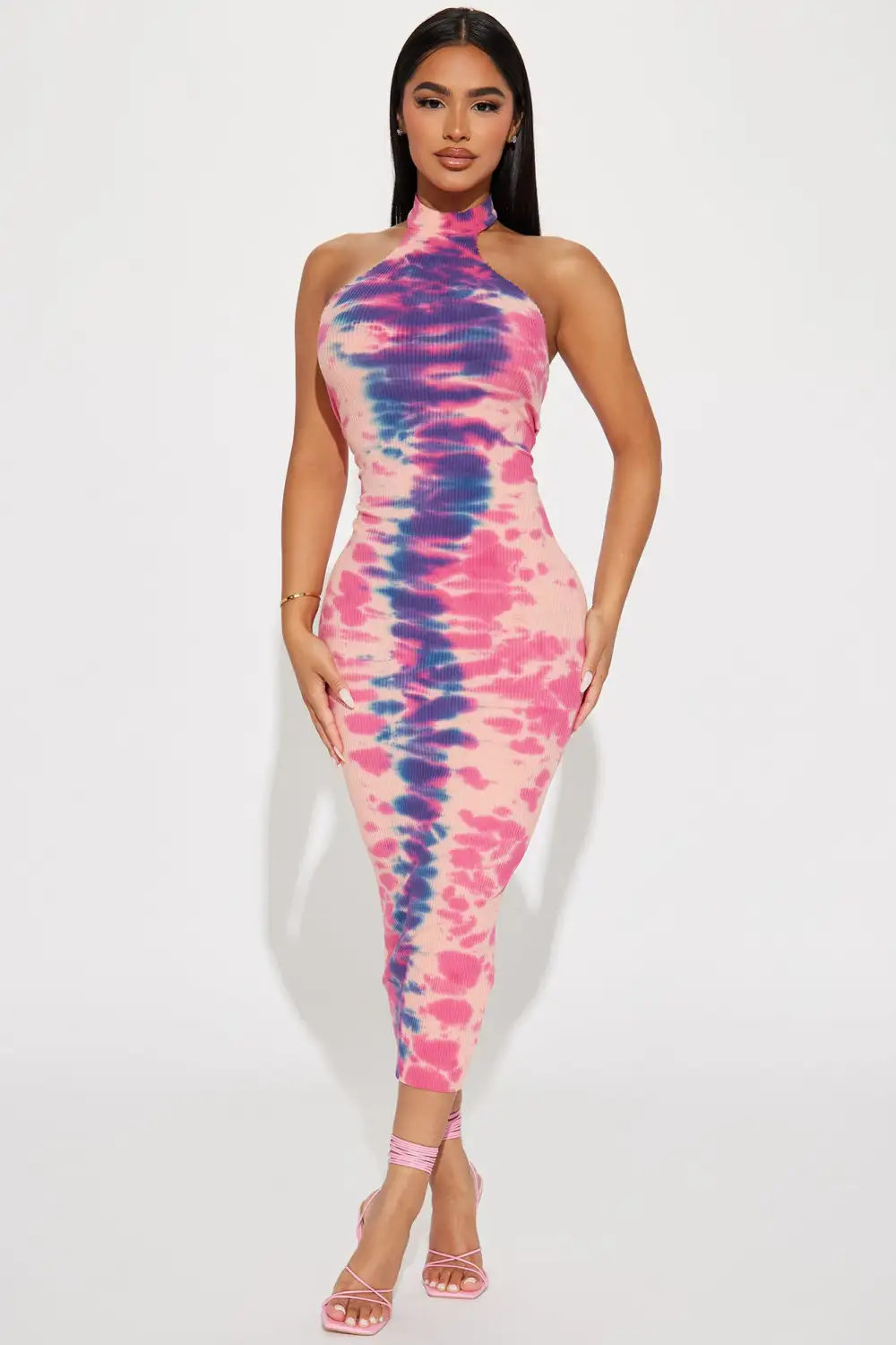 Cindy Tie Dye Maxi Dress - Pink/combo