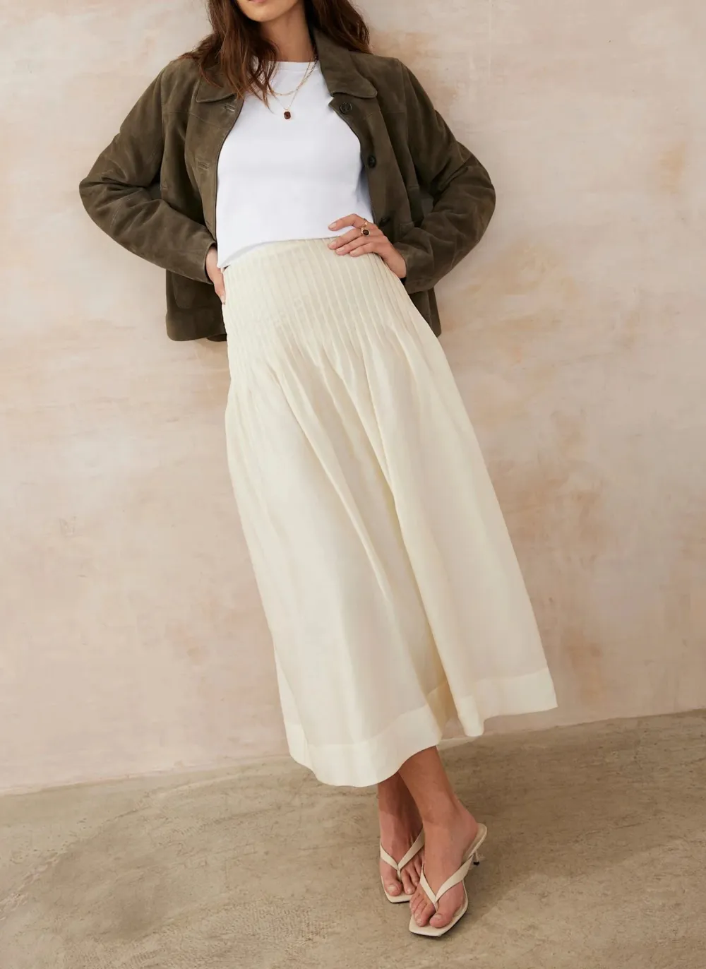 Casual Style Pintuck Maxi Skirt