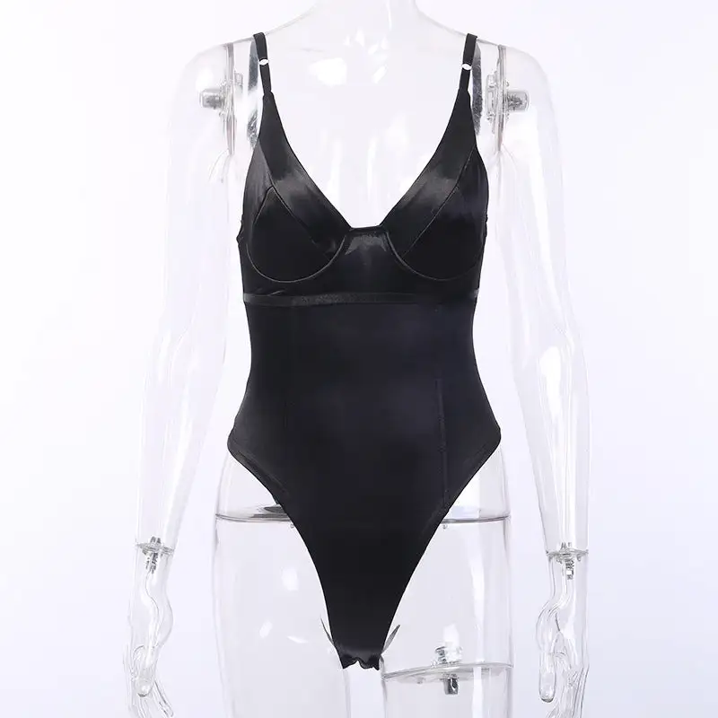 Satin Underwire Bodysuit with High-Cut Design