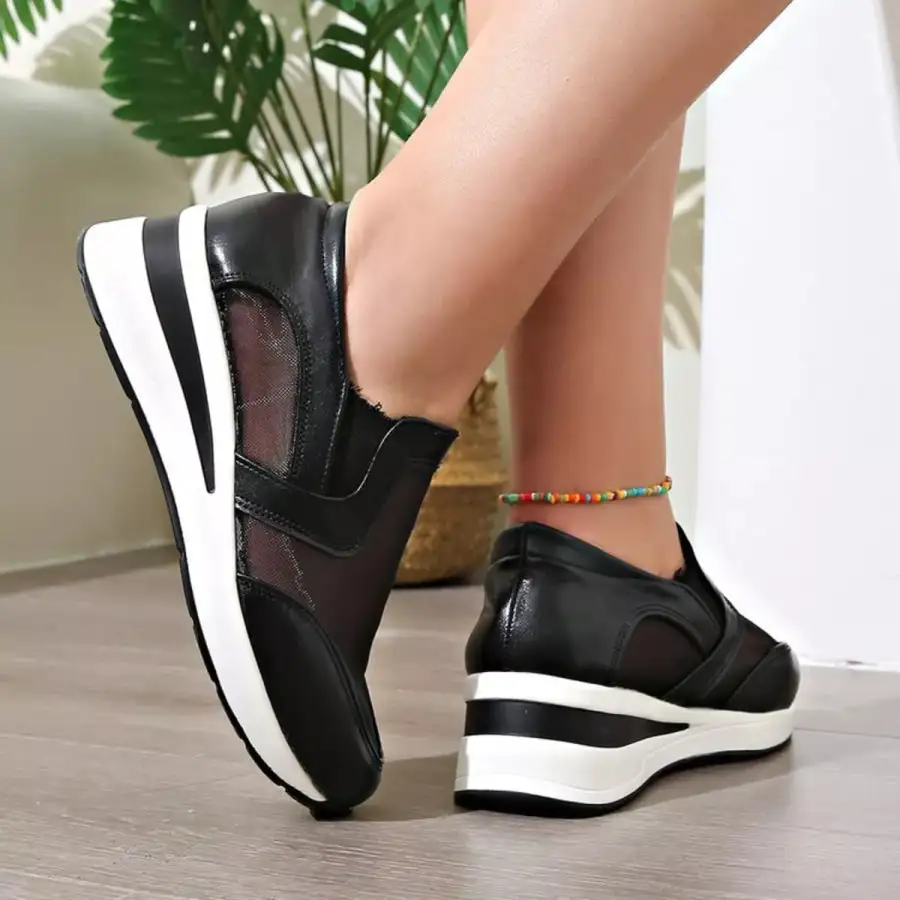 Round Toe Wedge Sneakers