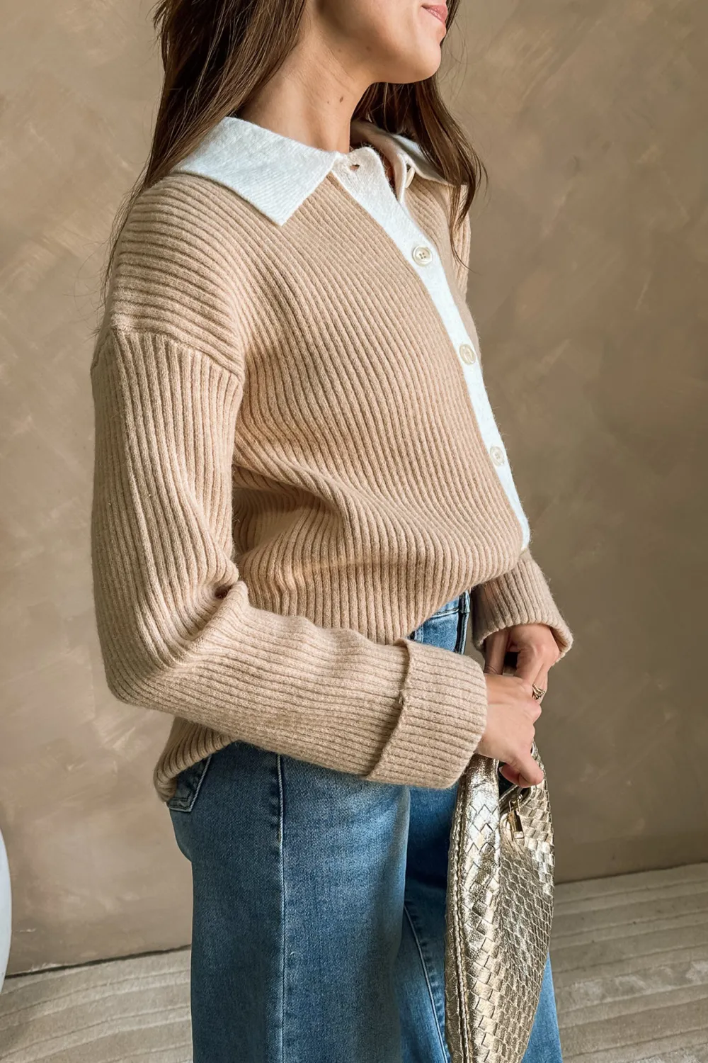 Dropped Shoulder Lapel Cardigan