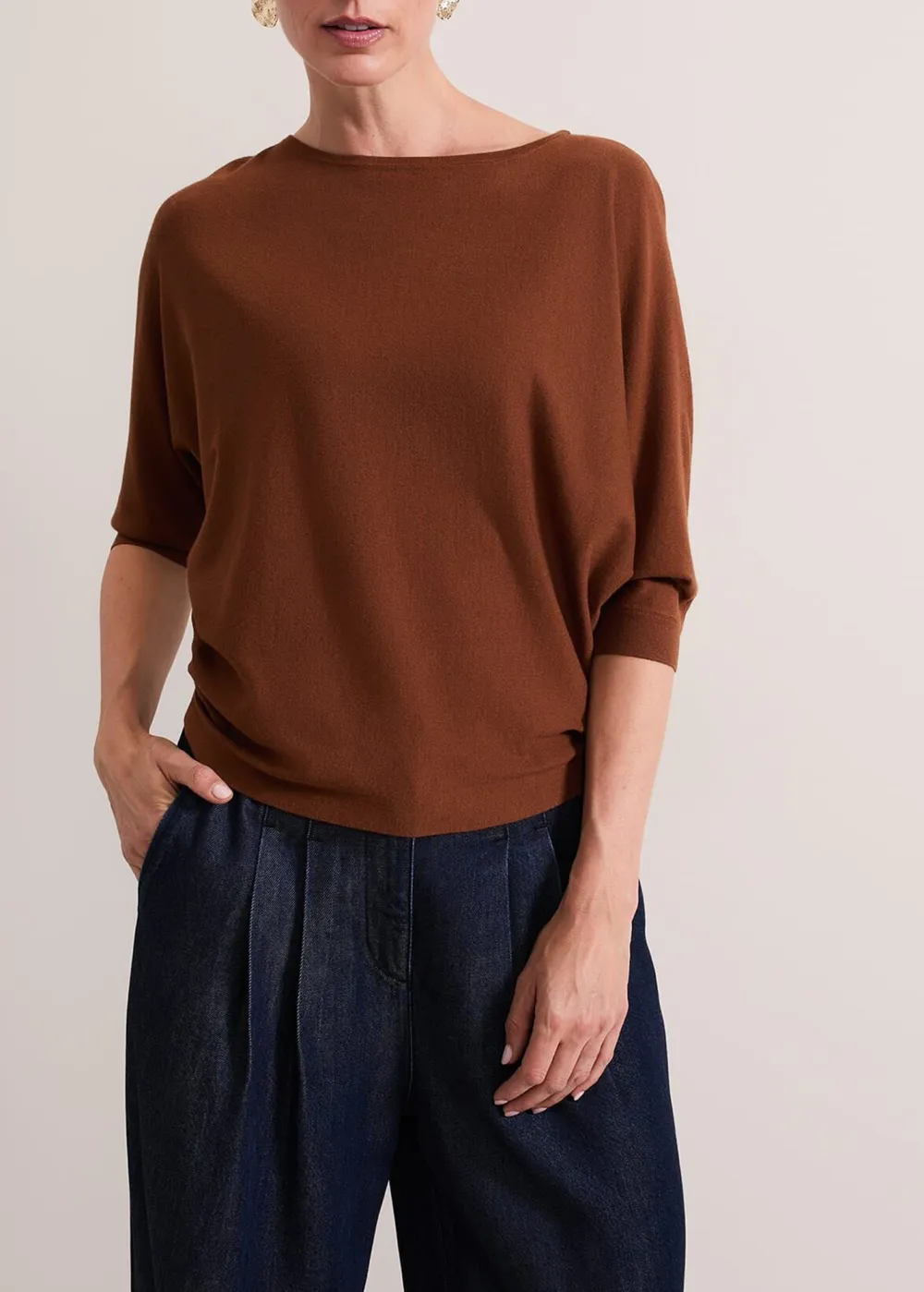 Simple Solid Color Round Neck Top