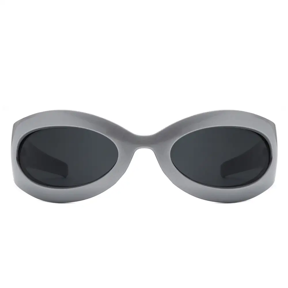 Patterned Oval Round Frame Sunglasses