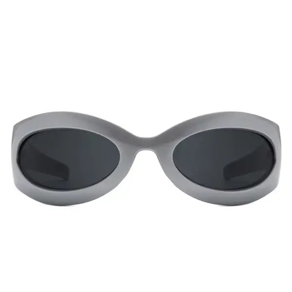 Patterned Oval Round Frame Sunglasses