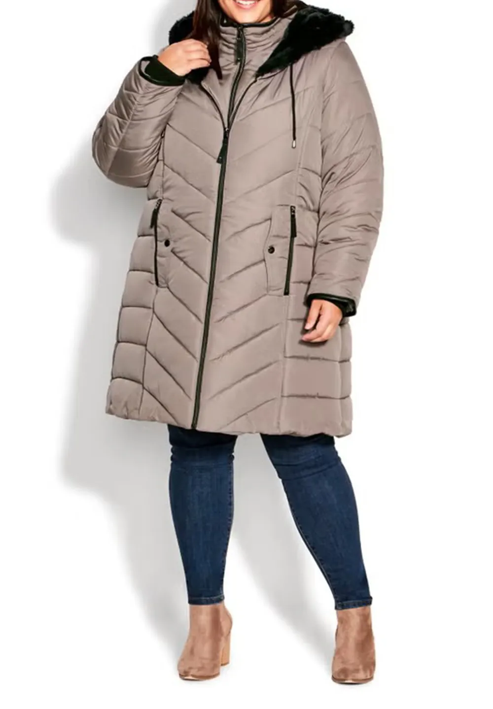 Double Zipper Mid Length Down Jacket