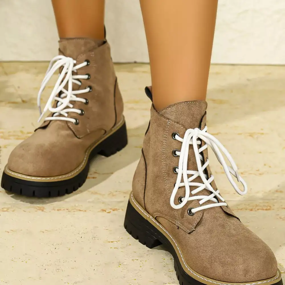 Round Toe Lace-Up Boots