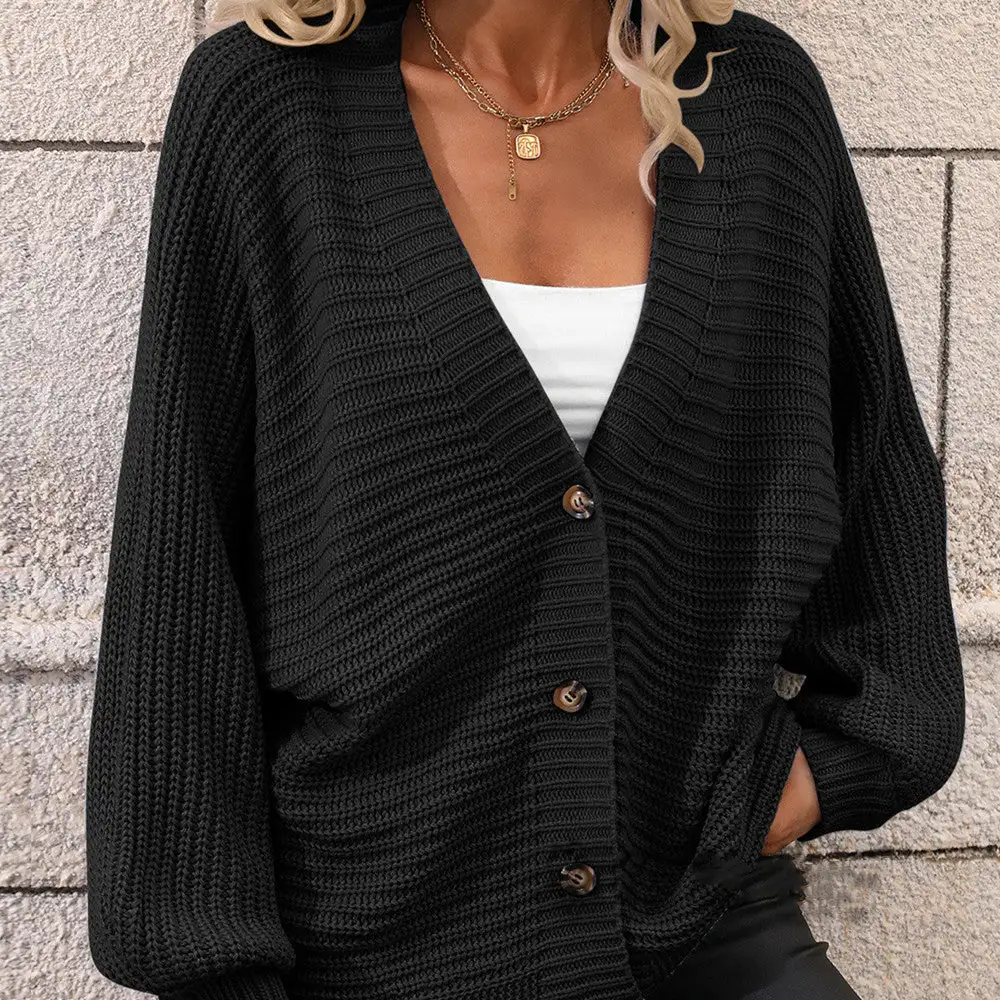 Women's Knit V-Neck Button Cardigan Sweater in 6 Colors S-XL