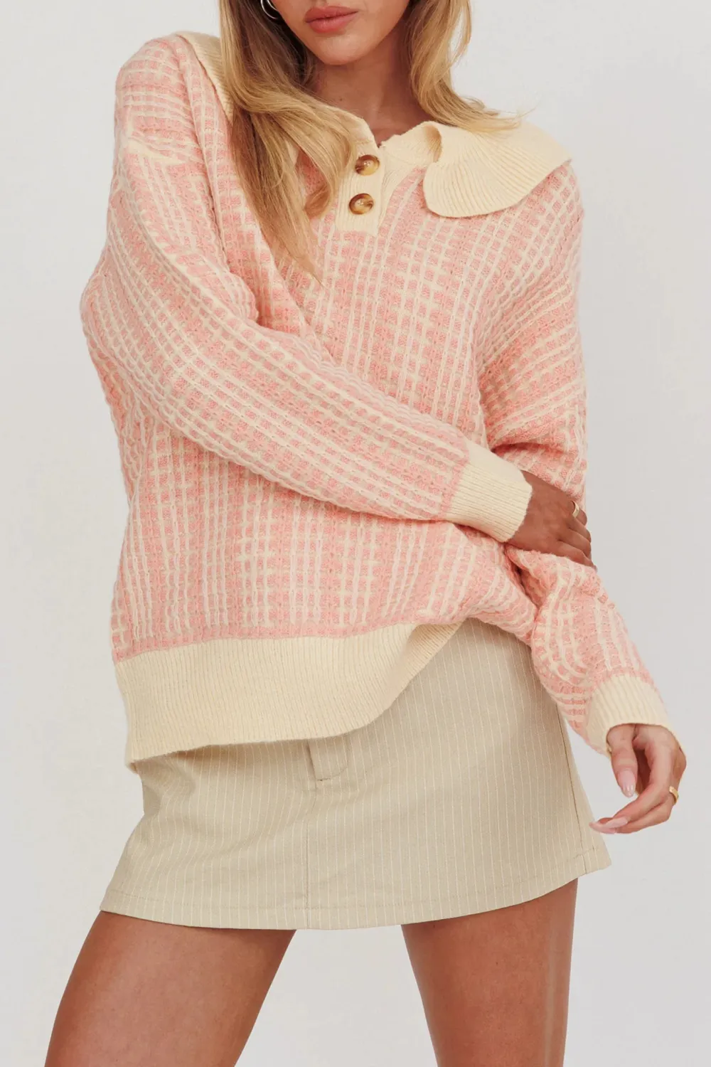 Fashionable Luxury Lapel Plaid Top