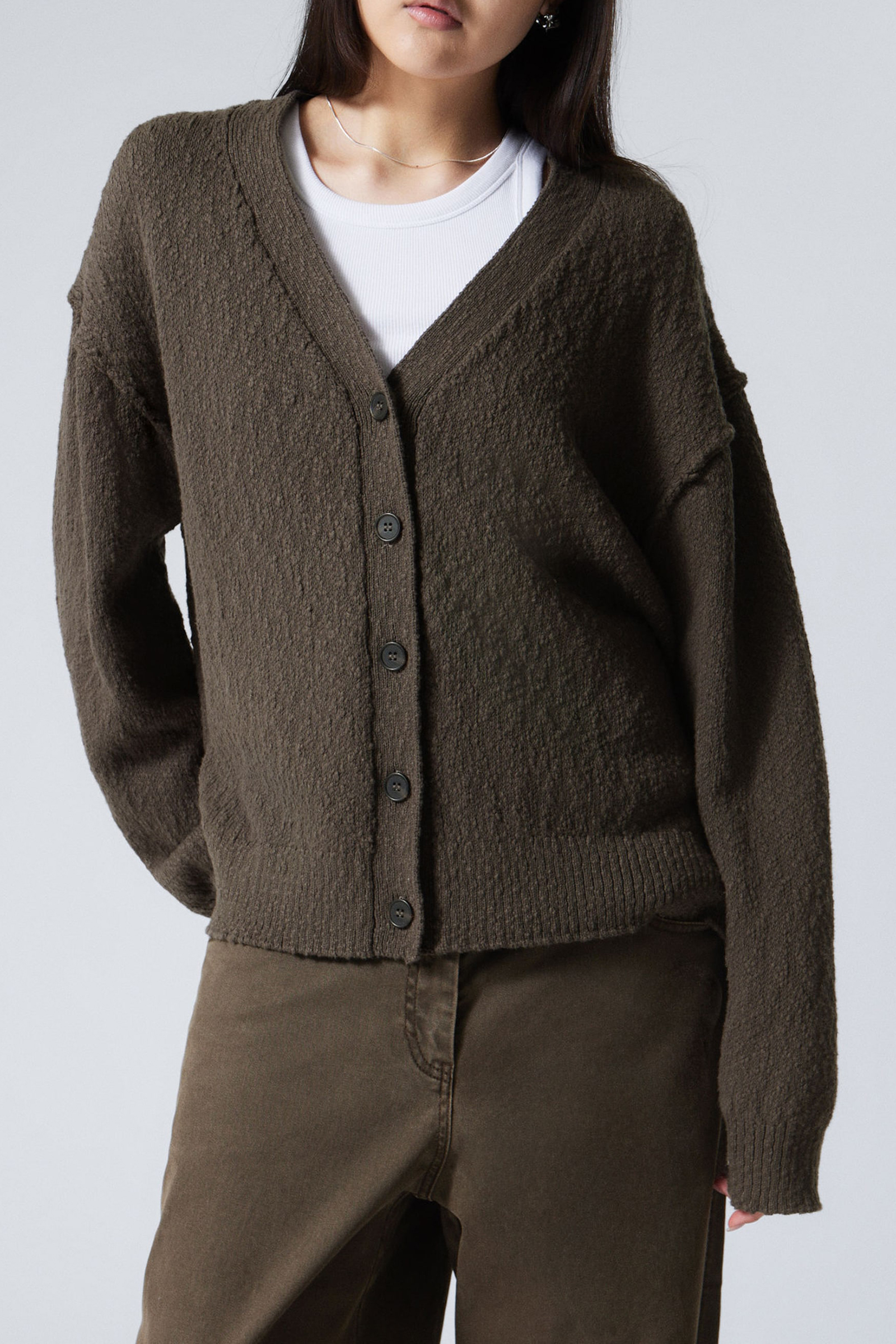 V-Neck Drop Shoulder Cardigan