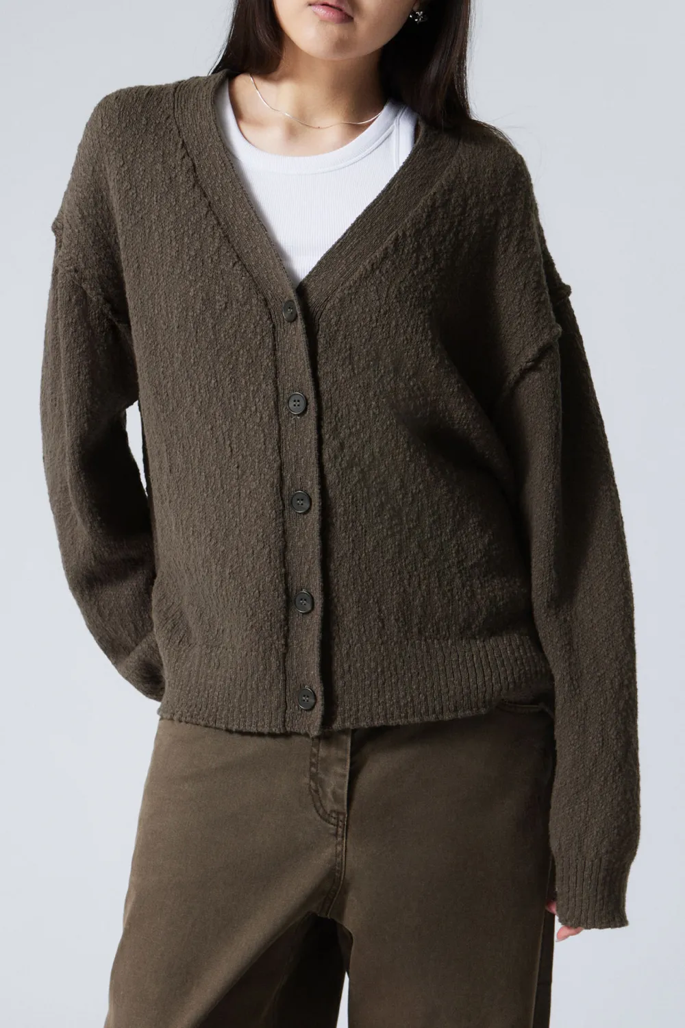 V-Neck Drop Shoulder Cardigan