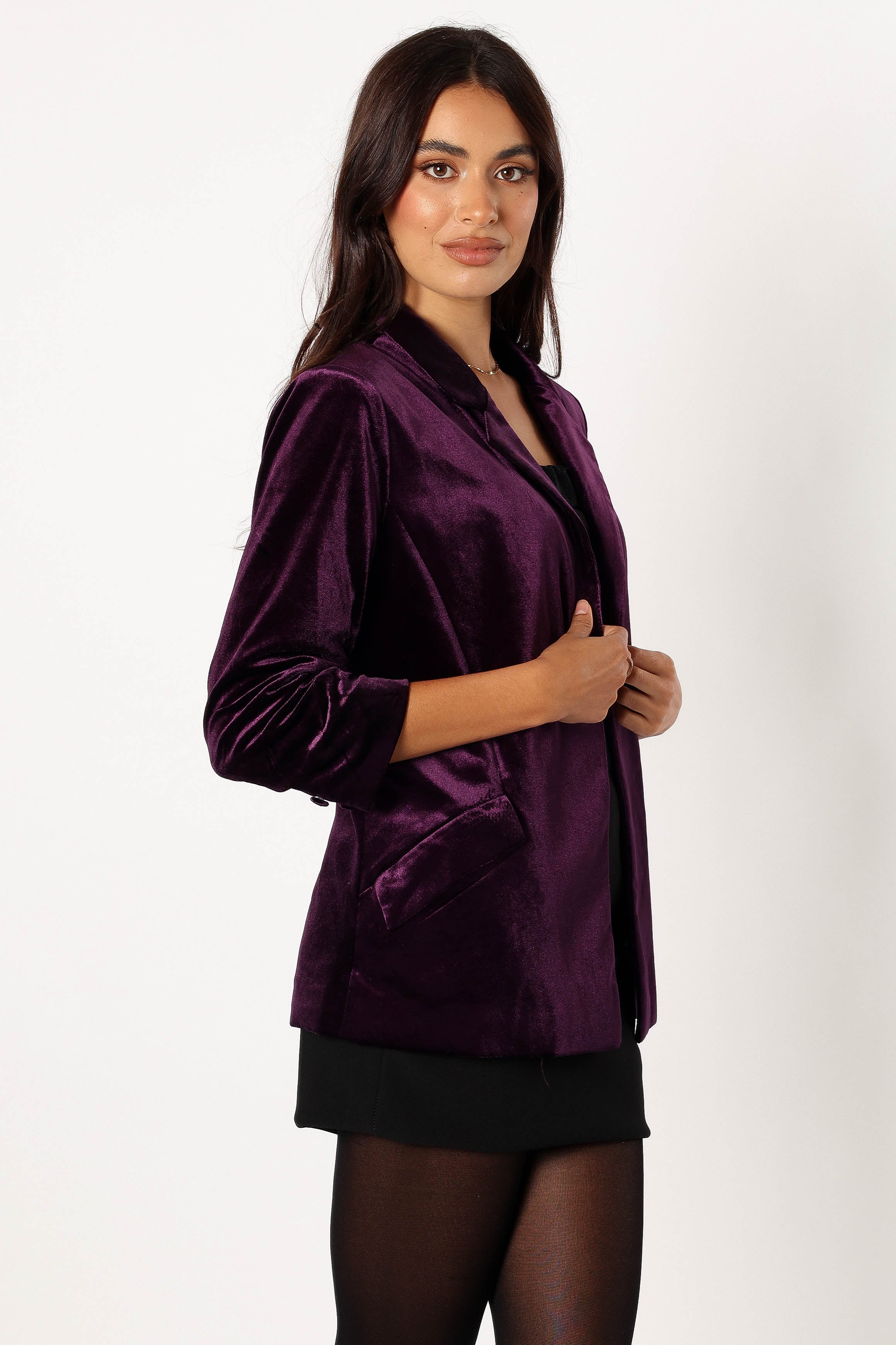 Vera Velvet Blazer - Plum