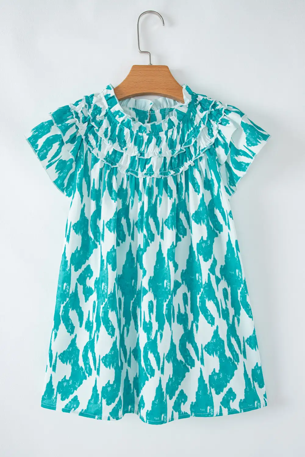 Abstract Print Frilled Relaxed Fit Blouse