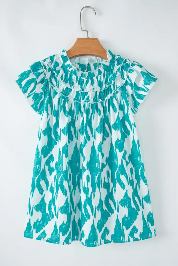 Abstract Print Frilled Relaxed Fit Blouse