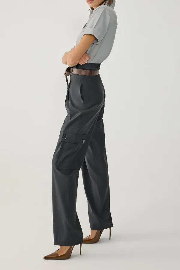 High Waist Pants-Dark Grey