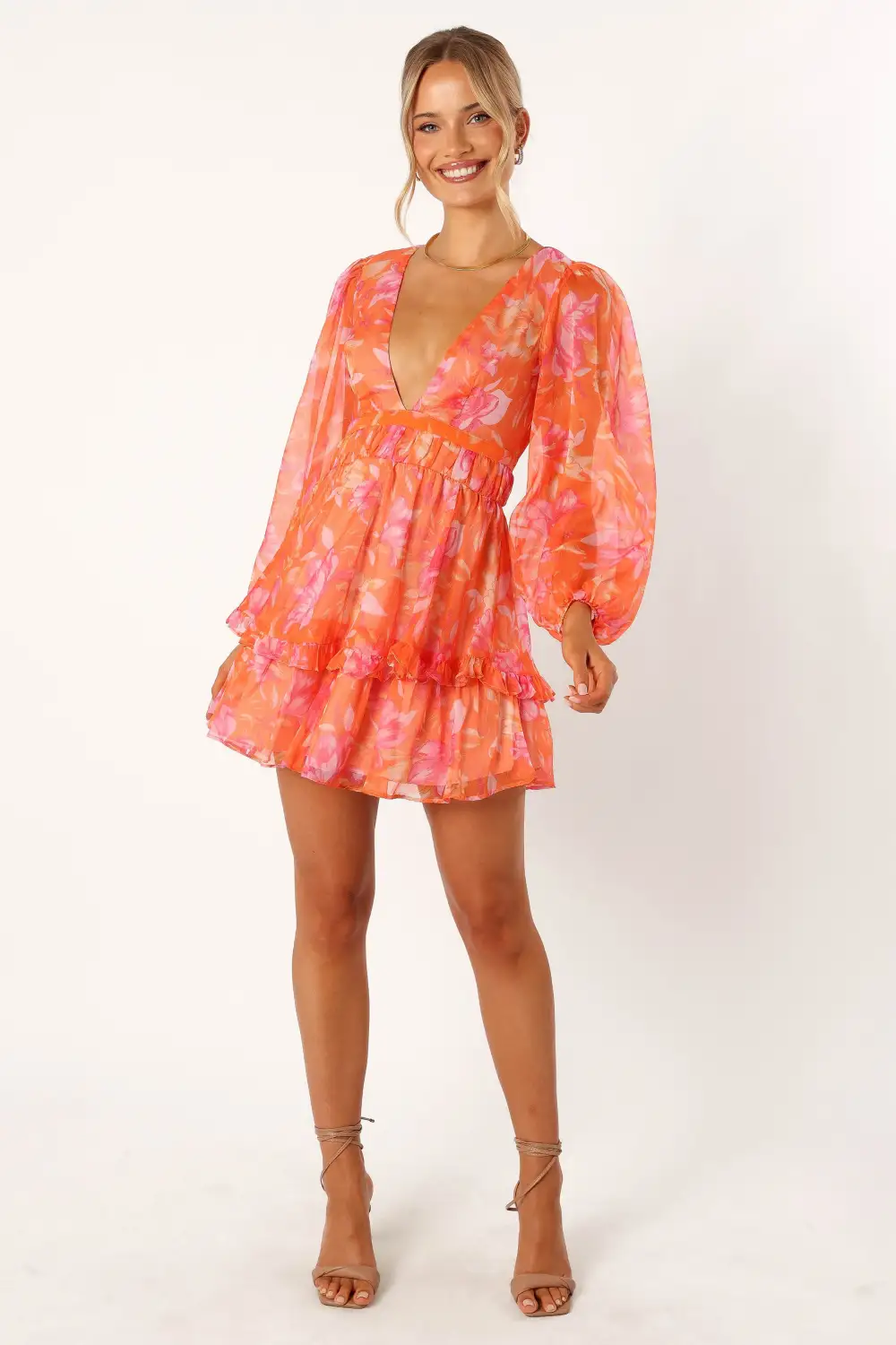 Ames Long Sleeve Mini Dress - Orange