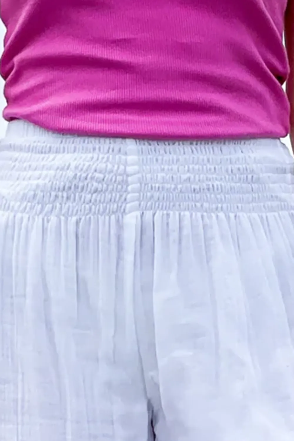 White Elastic Waistband Trousers