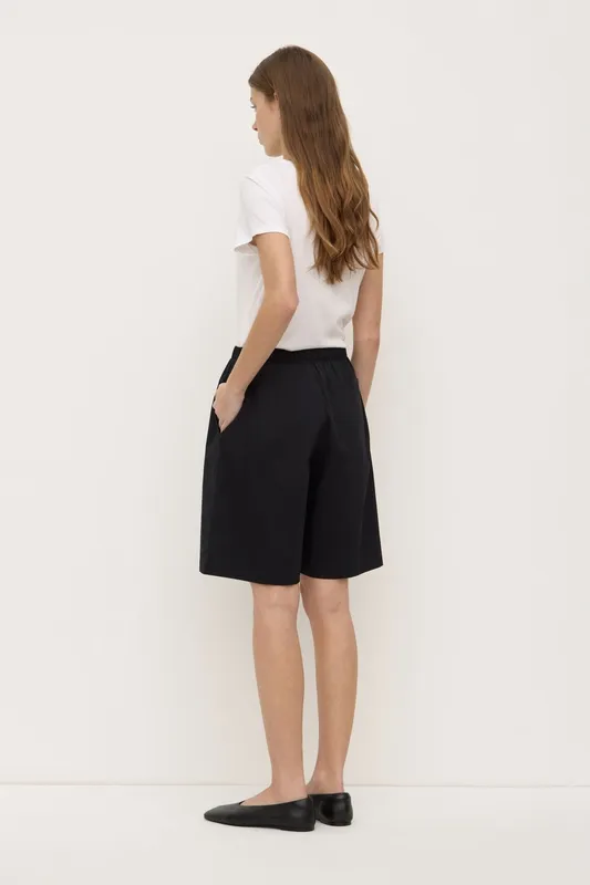 Black Longline Poplin Short
