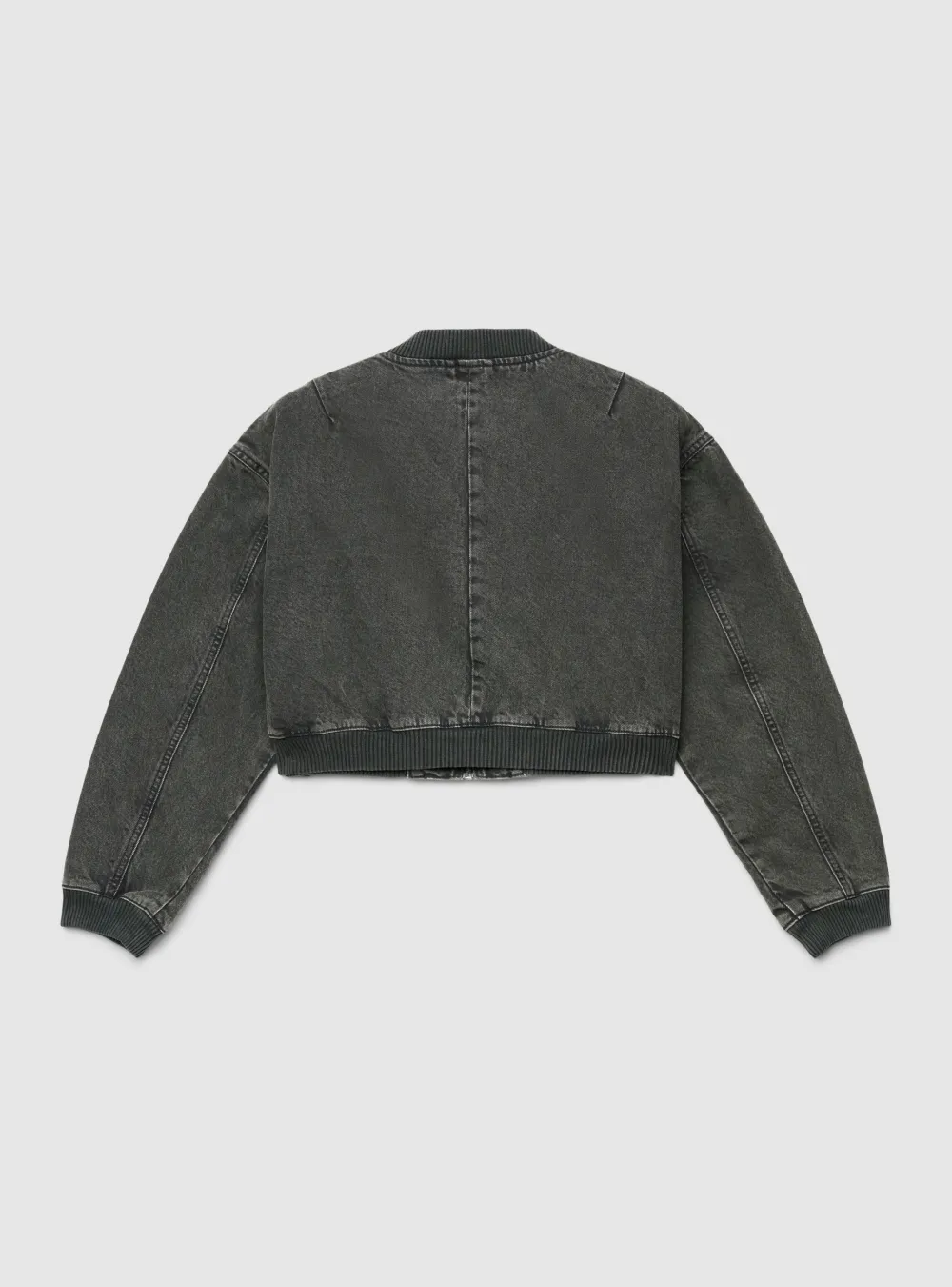 Solid Zip Front Denim Bomber