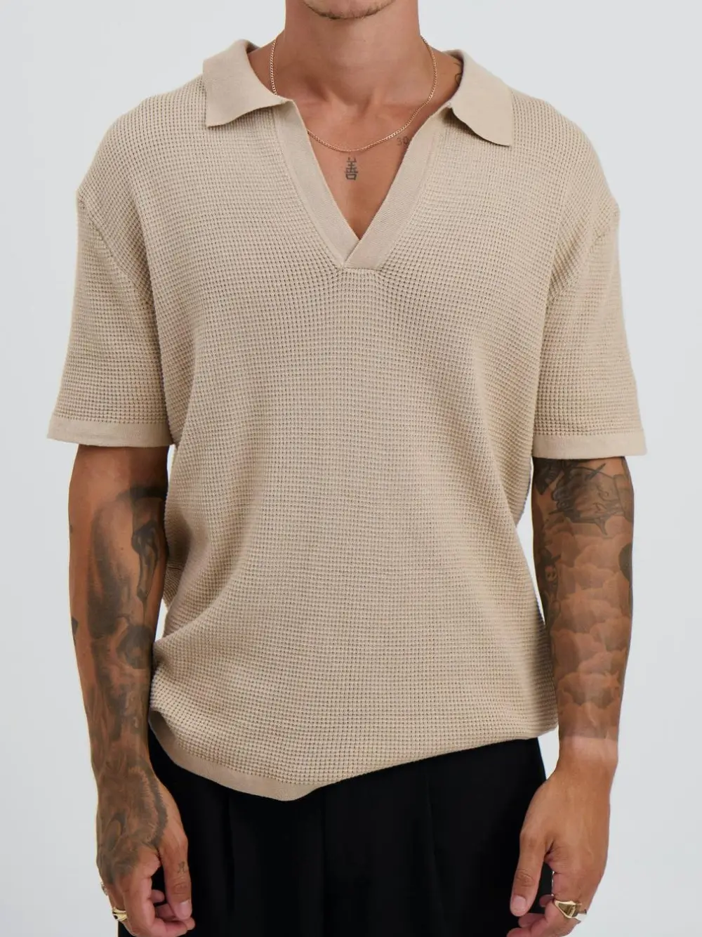 Casual Soft And Comfortable Oat Polo Shirt