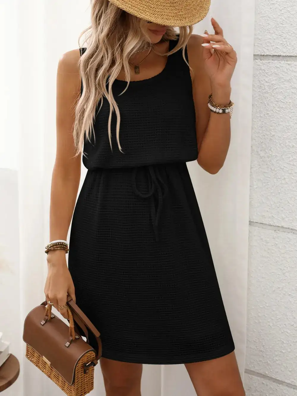 Soft Mini Drawstring Dress