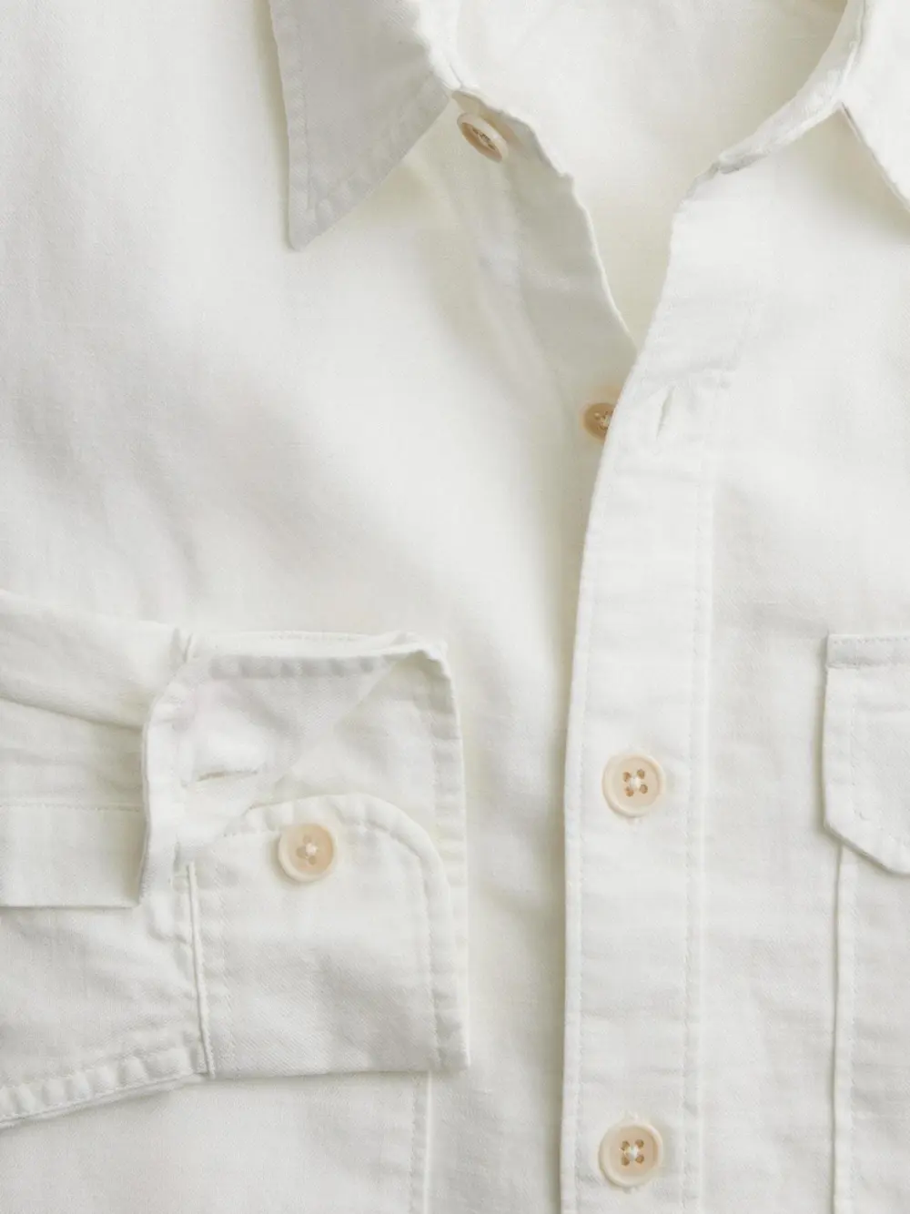 White Long Sleeve Double Pocket Shirt