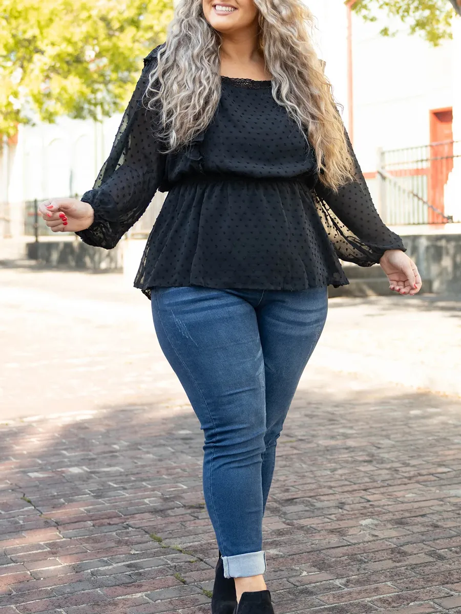 Square Collar Ruffled Shirt