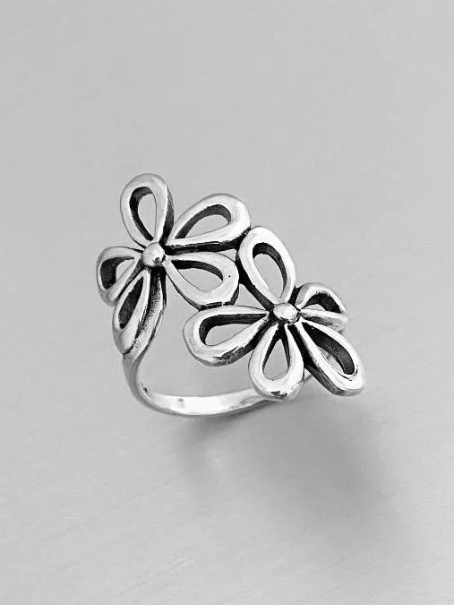 Boho Vintage Floral Cutout Open Ring Beach Vacation Ethnic Jewelry